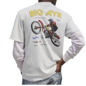 AYR The Big AYR Mens White Graphic Tee Dirt Bike 100%‎ Cotton-Size XS